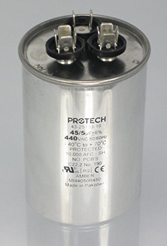 43-25133-33 -Rheem OEM Round Replacement Dual Run Capacitor 80 + 5 UF/MFD 370 Volt