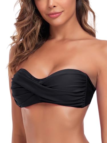 Women's Bandeau Bikini Top Strapless Tie Back Bathing Suit Top2