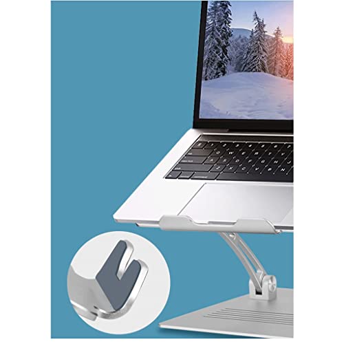 Soporte de computadora portátil para escritorio con estante elevado plegable de metal plata 7