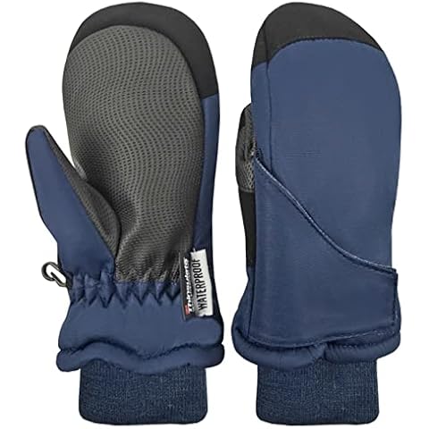 N'Ice Caps Kids Toddler Baby Easy-On Wrap Waterproof Thinsulate Winter Mittens, Navy 2, 1-2 Years Cover