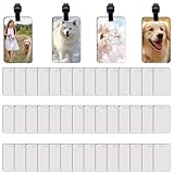 40 Pcs Luggage Tag Blanks - Rectangle Bulk with Belt - MDF Bag Tags - Heat Transfer Double Sides - Keychain Blanks - 2.4x3.8 inch