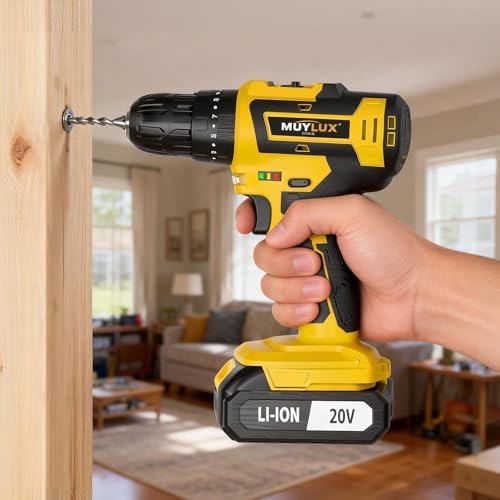 Cordless Drill Set 70PCS, Power Drill Cordless with Battery and Charger, 3/8" Keyless Chuck Electric Drill Tool Kit for Home Repair and DIY Projects, 2 Batteries by Muylux - Image 5
