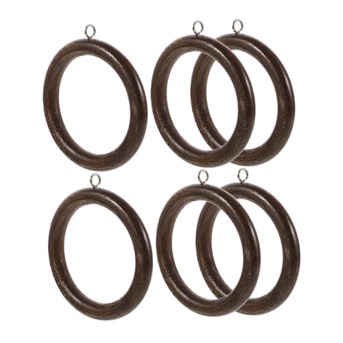 STOBAZA 6pcs Wooden Curtain Rings Roman Rod Rings Home Decor Hanging Roman Rod Circles for Window Treatments
