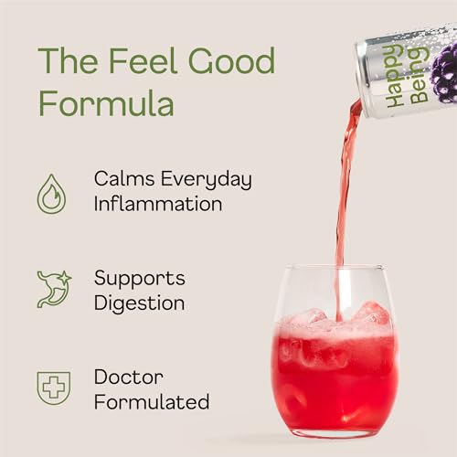 Image of Happy Being Blackberry Sparkling White Tea, Antioxidant Rich, 12oz 16 Pack