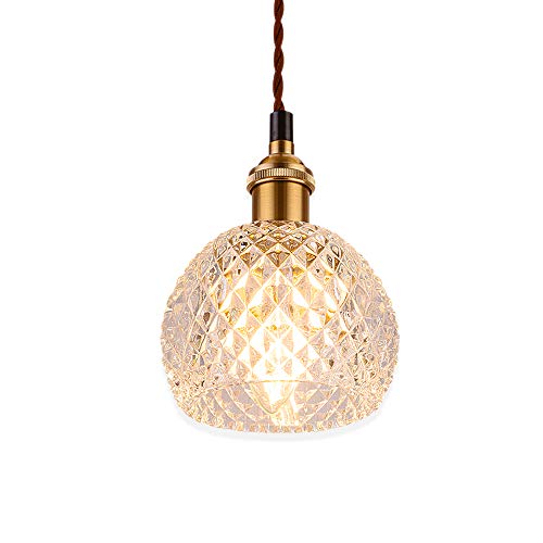 Sukuma Wiki 繊細なガラスシェード ペンダントライト 1灯 真鍮メッキ&ガラス 照明 E17口金 ランプ別売 PDT37