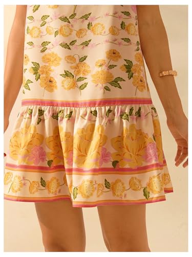 Image of SHENHE Women's Floral Sundress Ruffle Hem Spaghetti Strap Loose Flowy Boho Cami Dress