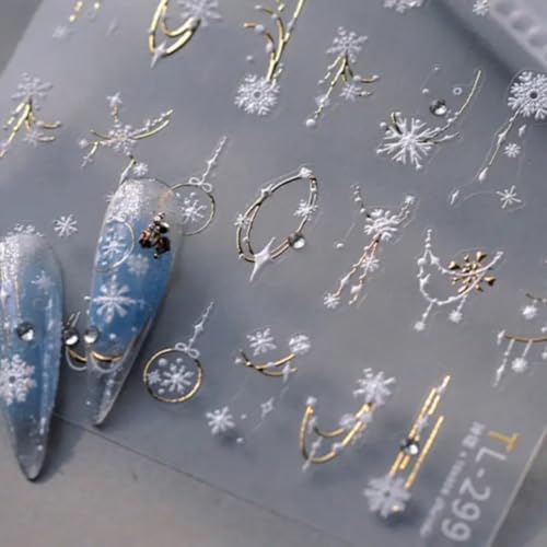 Christmas Snowflake Nail Art Stickers 5D Embossed Snowflake Nail ...
