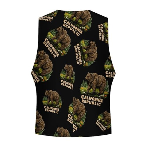 California Bear Men's Suit Vest Slim Fit Business Dress Party Pattern Waistcoat Vest Top4