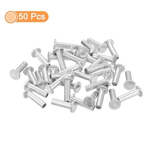 QUARKZMAN 50 Stück Halbhohlnieten, 4mm x 12mm Aluminium Flachkopf Halbhohle Nieten für Industrie Haushaltsreparatur Befestigung, Silber