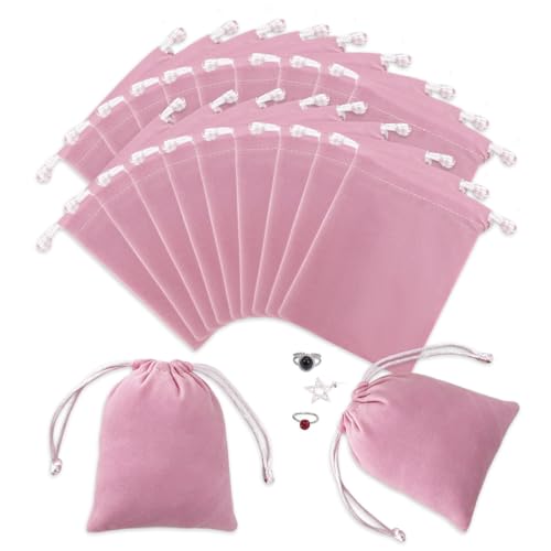 GIDWRIY 20 Pièces Pochette Bijoux Velour 7x9cm,Sachet Bijoux Cadeau,Sac Velours Cordon,Bourse Tissu Velour,Petit Sac Bijoux,Sac D’Emballage Velours,Sacs de...