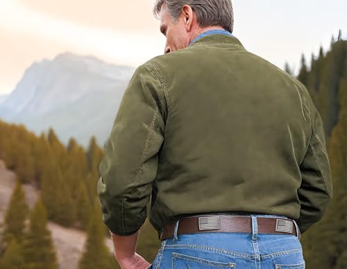 ZEP-PRO American Flag Men's Leather Belt – Brown Full Grain Pullup Strap With Patriotic Emblems – 1.25" Wide Handmade Accessory With Tapered Tip And Rustic Finish, Size 382