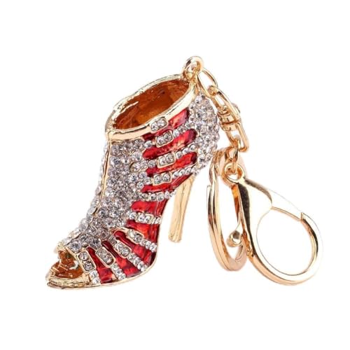 Imagen de oueaen Zapato de Cristal Colgante de Tacón Alto con Diamantes de Imitación Llavero Bolso Llavero Cadena Regalo