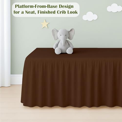 Image of Luxury Crib Bed Skirt 28 inch x 52 inch with 14 Inch Drop Soft & Breathable Dust Ruffle Fits Standard Crib and Toddler Bed Nursery Microfiber Fabric Ruffle Bed Skirt for Baby Boys or Girls Chocolate Solid
