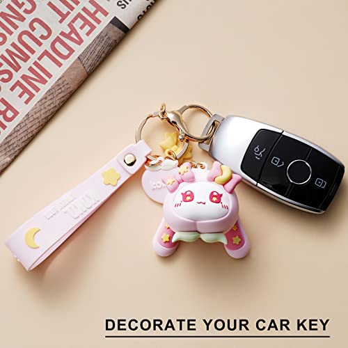 You Wizv Cute Kawaii Accessories Anime Keychain Adorable Keychain Peach Star-Moon-Rabbit Keyring Key Purse Handbag Car Charms #TOP3