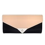 Mit Einschubkartenfach JNB Clutch aus Lackleder mit Farbblock., Beige (nude), Einheitsgröße