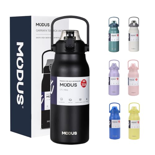 MODUS Garrafa Térmica 1700ml - Duplamente Isolada a Vácuo, Canudo