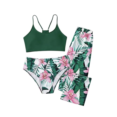 Short sans manches pour filles de 5 à 14 ans et maillot de bain 3 pièces