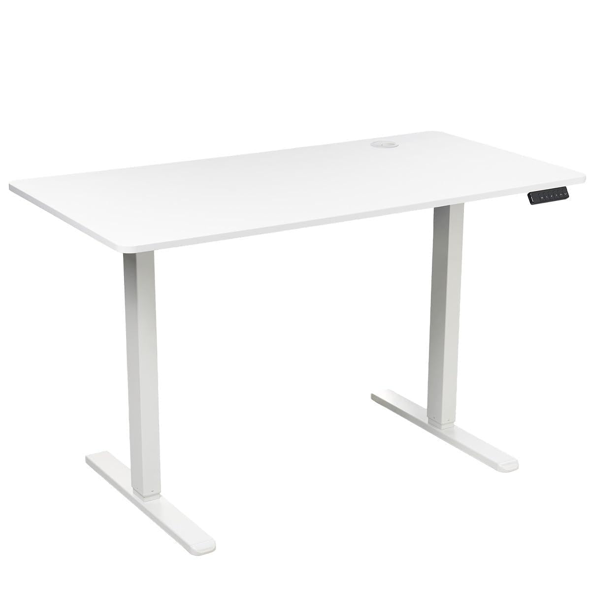 Höhenverstellbarer Schreibtisch FlexxPro | 3 Größen & 2 Farben | Durchgehende Arbeitsplatte | Inkl. LED-Bedienfeld & Kabeldurchführung | elektrisch stufenlos & ergonomisch | 120x60cm Weiß