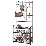 darsun Entryway Coat Rack, Shoe Rack for Entryway, Coat Rack Freestanding with 4-Tier Storage Shelve