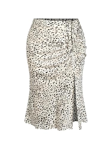 CIDER Spot Leopard Print Drawstring Split Maxi Skirt Curve & Plus
