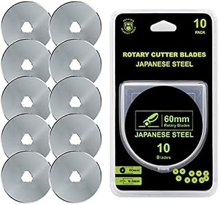 Headley Tools 60mm Rotary Cutter Blade(Pack of 10) Fits Olfa Fiskars Turecut (60MM, Quantity 10pc)