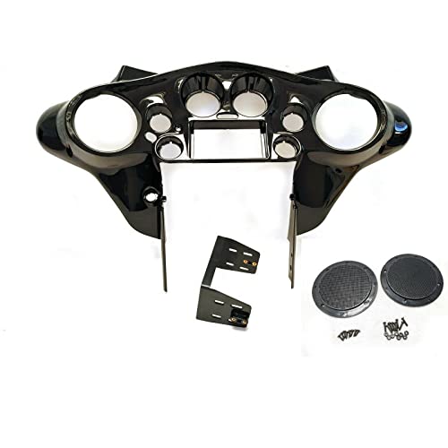 Mutazu Glossy Black Double DIN Inner Batwing Fairing for Harley Touring 98-13