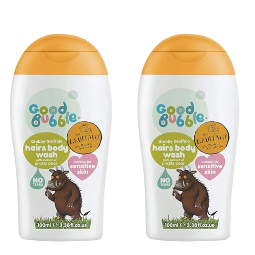 Good Bubble Gruffalo Hair & Body Wash with Prickly Pear Extract - Tear-Free and Sulphate Free Kids Body Wash for Sensitive Skin - 100ml Travel Size (Pack of 2)