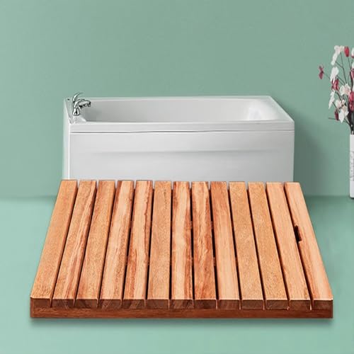 Alfombrilla de baño de bambú antideslizante e impermeable, alfombrilla de ducha de madera maciza para baño, cocina, bañera y uso de mascotas, diseño de tablero de pato natural