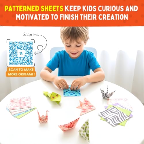 Image of PepPlay 3D Origami Paper Craft Kit - Best Birthday Return Gifts for Kids Ages 3 4 5 6 7 8 | 48 Sheets + Booklet + QR Video Tutorials Each | Mess-Free Travel Activity | Boys & Girls Gift