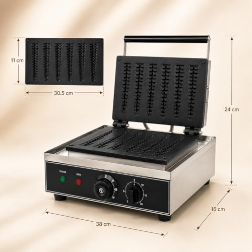 Image of Lolly Stick Waffle Machine 6 Slot, Commercial Electric Waffle Stick Maker, Professional Waffle Machine for Cafe Bakery