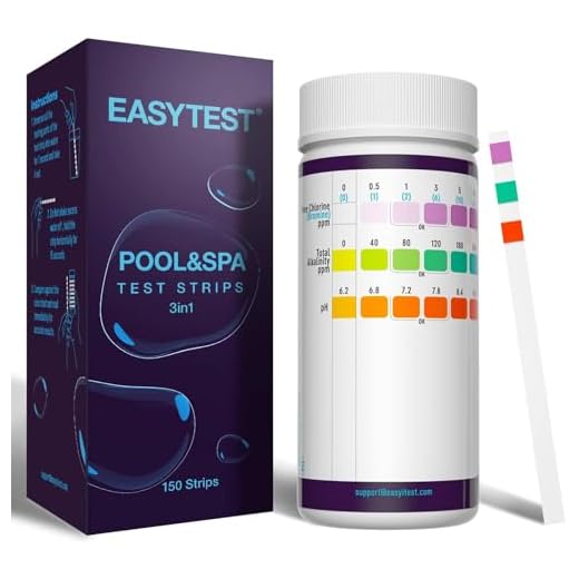 EASYTEST Hot Tub Test Strips, 150 Strips Pool and Spa Test for pH,Total Alkalinity,Free Chlorine and Bromine, Accurate 3 in 1 Pool Water Testing Kit