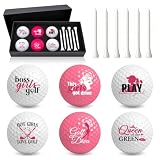 PLIGREAT Pinkfarbene Golfbälle Für Frauen 6 Stück Origineller Golfball Mit 6 Tees Und Geschenkbox Lustige Golfgeschenke Für Frauen Mütter Angestellte Golfliebhaberinnen Kolleginnen