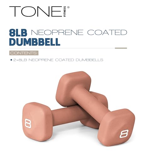 Tone Fitness Neoprene Dumbbell Weight Pairs with Anti-Roll Square Head | Multiple Options