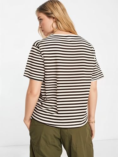 Image of Mack Jonney Oversized | Loose Fit | Half Sleeves 100% Cotton Round Neck Striped T-Shirt for WOMEN-MACK640651