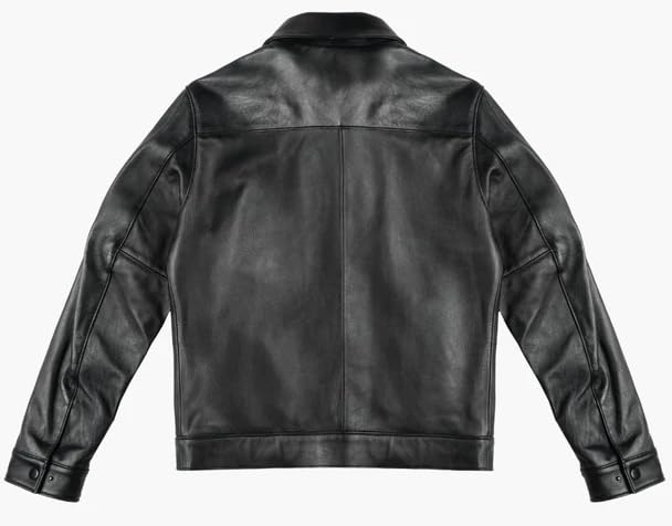 Image of Mens Shirt Collar Genuine Real Lambskin Leather Jacket For Men Vintage Classic Biker Style with Zip Out Liner