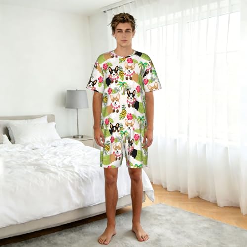 Pijama de dos piezas para hombre ideal para noches de verano de estilo hawaiano 3