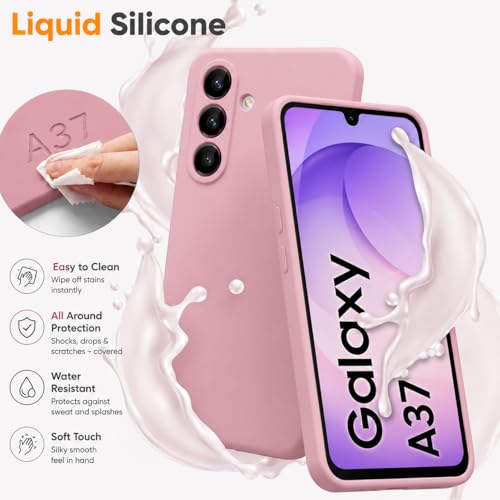 Image of DIZORO Microfiber Candy Case Compatible for Samsung A37 5G Smooth Touch Cushion Liquid Soft Silicone Gel Rubber Phone Cases Non-Slip Full Body Protective Shockproof Back Cover (Lilac)