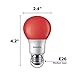 Philips LED 463216 A19 Party Bulbs: 8-Watt (60-Watt Equivalent), E26 Medium Screw Base, Red Light, 6-Pack