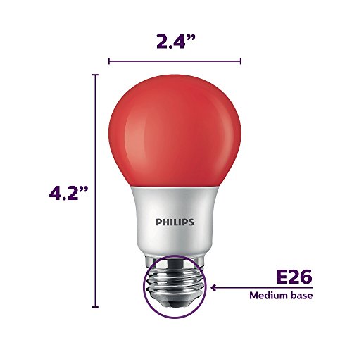 Philips LED 463216 A19 Party Bulbs: 8-Watt (60-Watt Equivalent), E26 Medium Screw Base, Red Light, 6-Pack - image 2