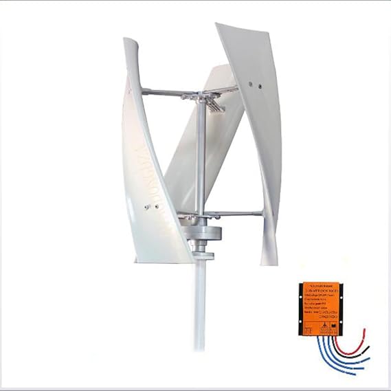 Vertical Helical Wind Turbines,9000W 12V 24V 48V 220V Wind Power Turbine Generator Vertical Wind Generator Low Noise Waterproof with Controller (3 Blades,White),48v