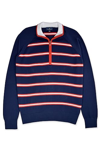 Brooks Brothers Mens Raglan Sleeve Cotton Half Zip Pullover Sweater,2