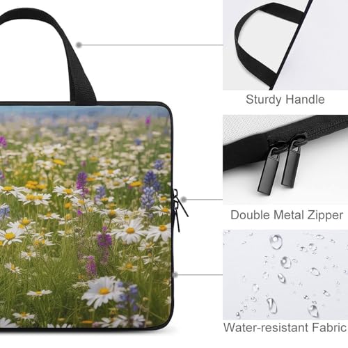 Housse ordinateur fleurs de prairie sacoche protection pc portable antichoc