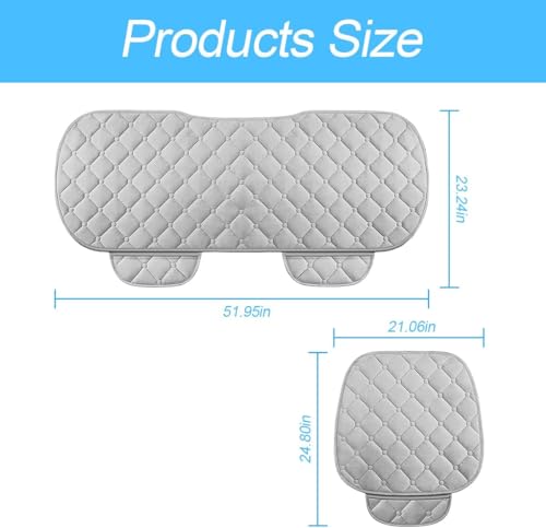 Image of Car Seat Cushion Set for Back Seat, Quilted Velvet Seat Pads with Anti-Slip Bottom and Elastic Installation Bands,3 Piece Set (Grey)