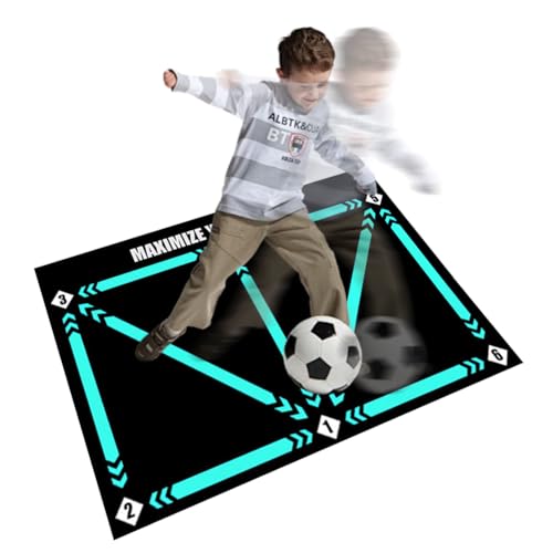 ASIEIT サッカーマット サッカートレーニングマット 90x60cm サッカー練習用マット ボールコントロールの動画が付き フットボール練習 滑り止め 静音 収納便利 持ち運び易い 子供/大人向け バスルーム-教室-自宅-屋外用 (サッカーマットA)