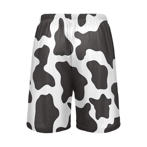 ALAZA Black White Cow Print Animal Men's Pajama Shorts Sleepwear Pajama Bottom Lounge Pants Wear with Pocket2