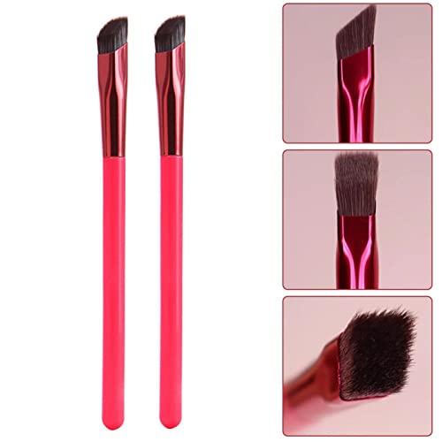 2x Brosse à Sourcils Multifonction, Pinceau Brosse à Sourcils Tridimensionnelle, Brosse à Maquillage Angulaire Ultra Fine, Pinceau Biseauté Maquillage pour Poudre Crème Gel, Cadeau pour Filles Femmes Cover