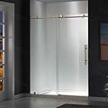 WOODBRIDGE Frameless Sliding Shower door, 56"-60" Width, 76" Height, 3/8" (10 mm) Clear Tempered Glass, Finish, Designed for Smooth Door Closing. Brushed Gold