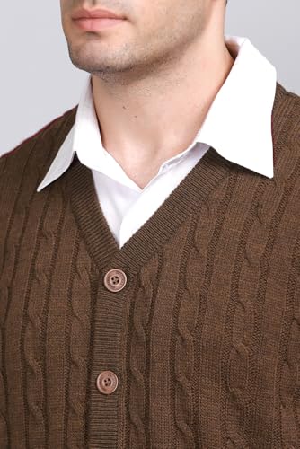 Image of V Neck Cardigans for Men - Woolen Sleeveless Sweater for Man Winter Wear