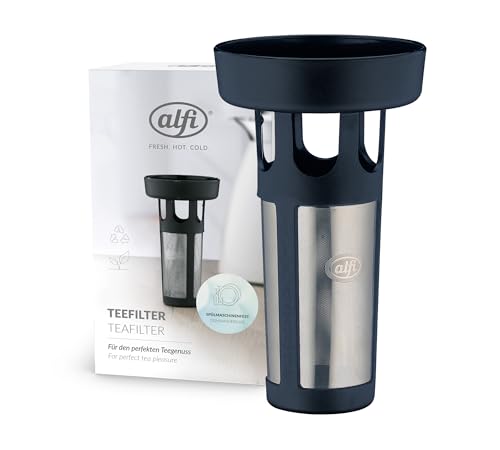 alfi Dan Tea Filter, Tea Strainer with Stainless Steel Filter Film, Filter for Direct Brewing in the Insulated Jug and Cup, Fine Aroma Micropores for Perfect Tea Enjoyment, Black