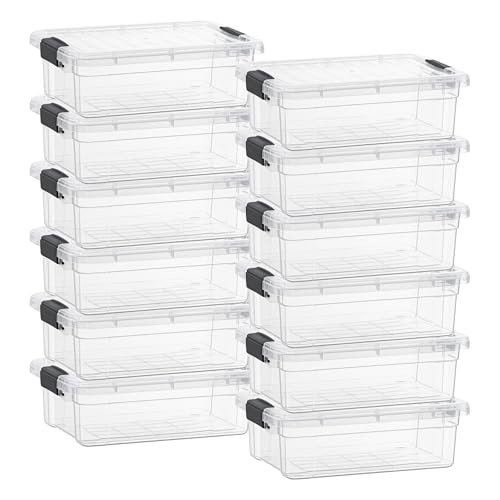 Image of Superio Clear Plastic Storage Bins with Lid, Organizing Containers, Stackable Plastic Tote for Home, Garage, Dorm, School, and Office (4.5 Quart, 12-Pack)